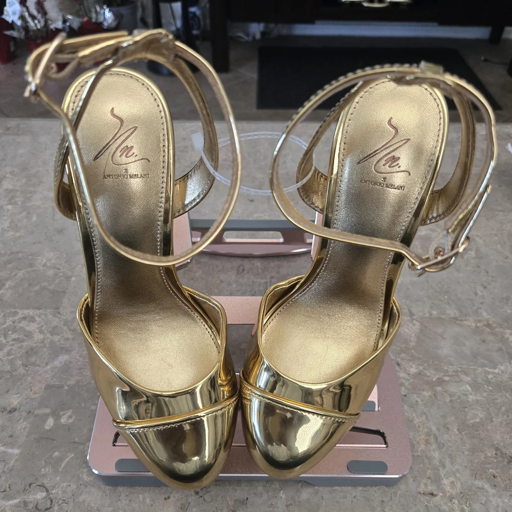 Antonio Melani x Nat Note Pia Mirror Metallic Platform Pumps. Gold  (Size 5.5) - Picture 2 of 14